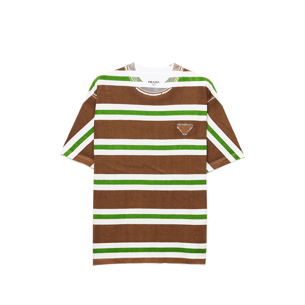 Prada Striped Logo-patch T-shirt