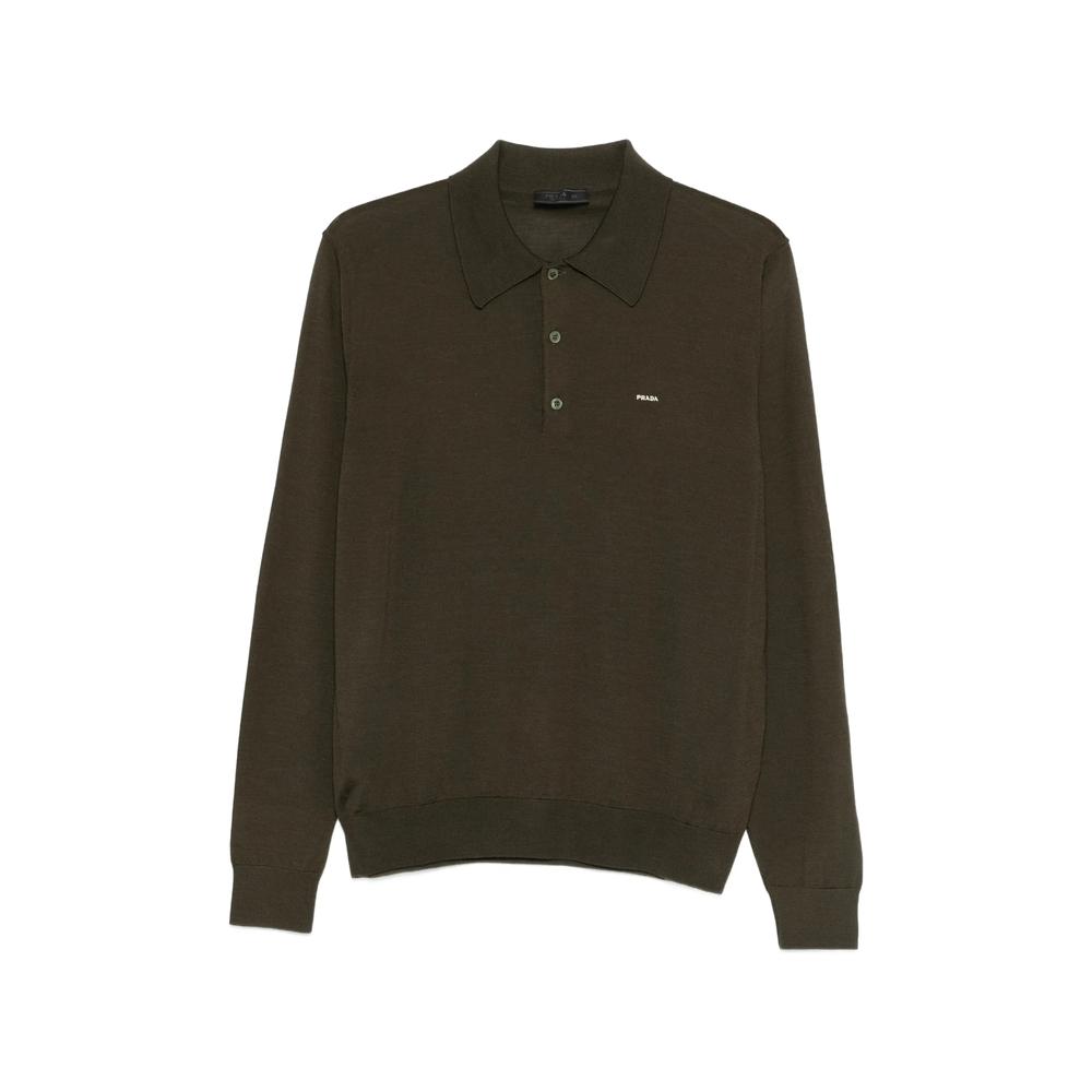Prada Long-sleeved Superfine Wool Polo Sweater