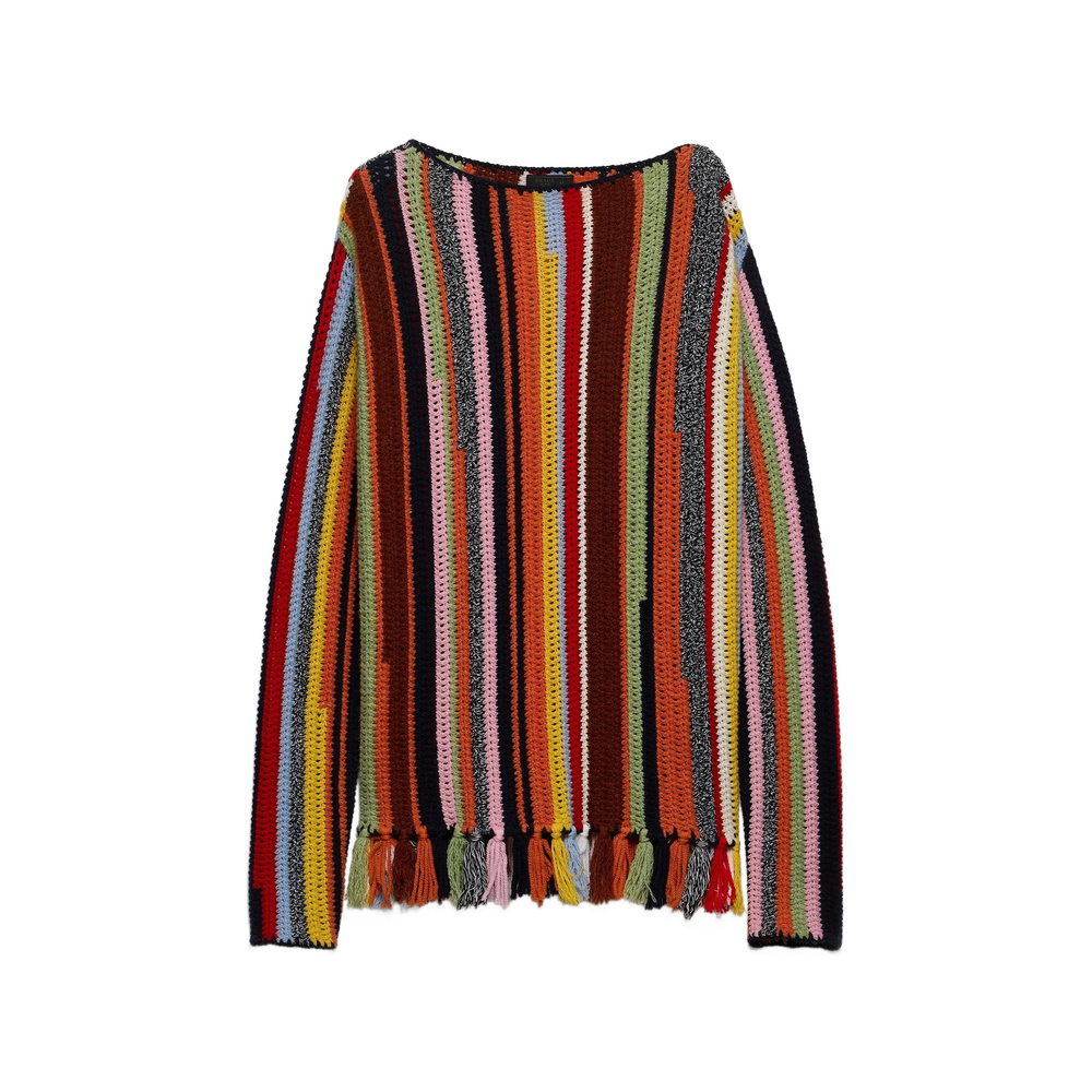 Prada Fringed Boat-neck Sweater