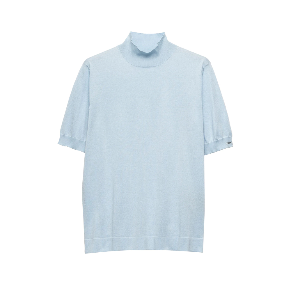 Prada Ribbed-knit Mock-neck T-shirt