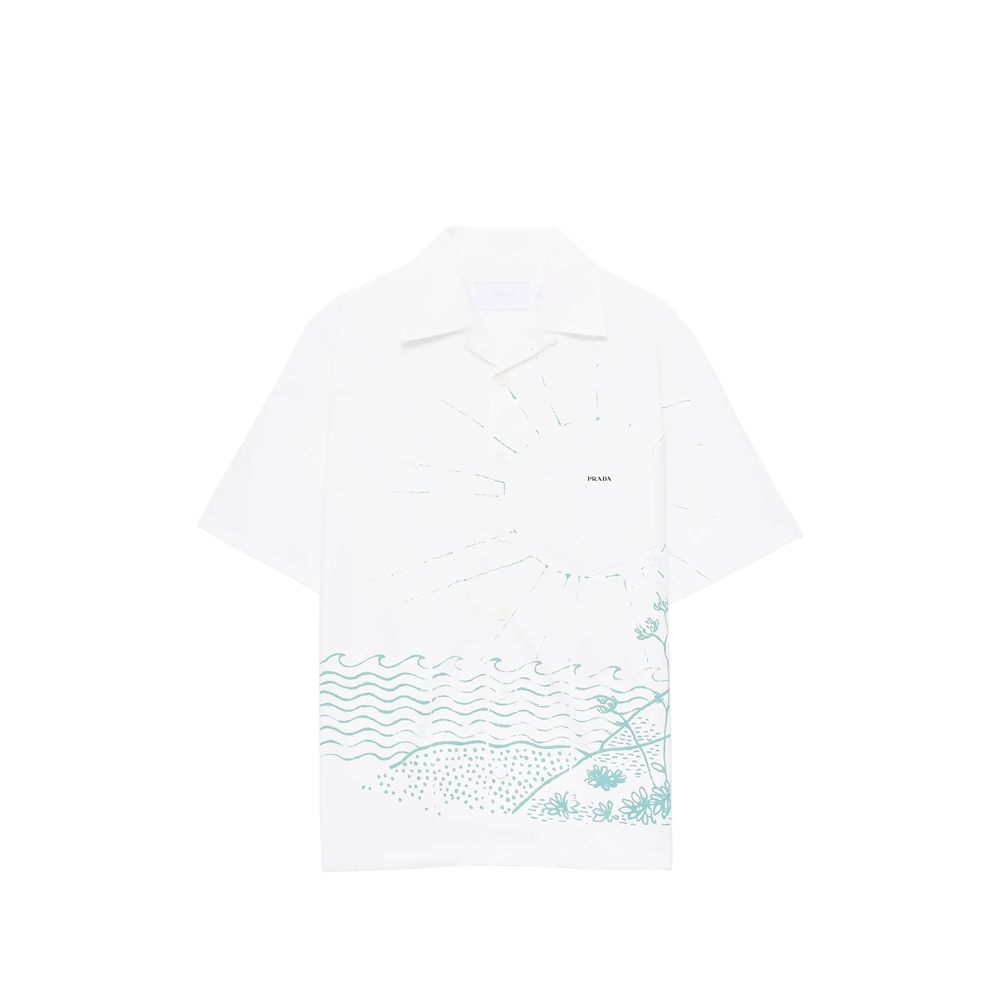 Prada Printed Cotton Bowling Shirt