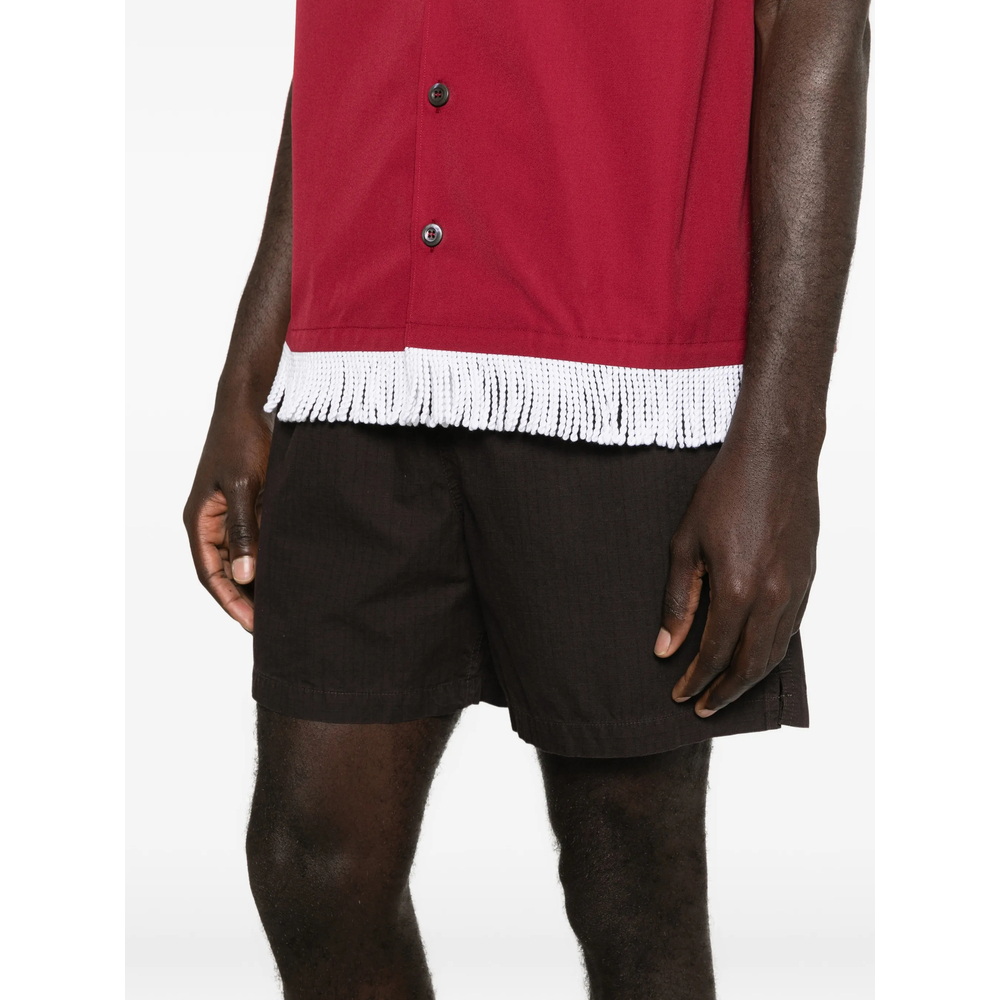 Cotton Blend Fringed Bowling Shirt