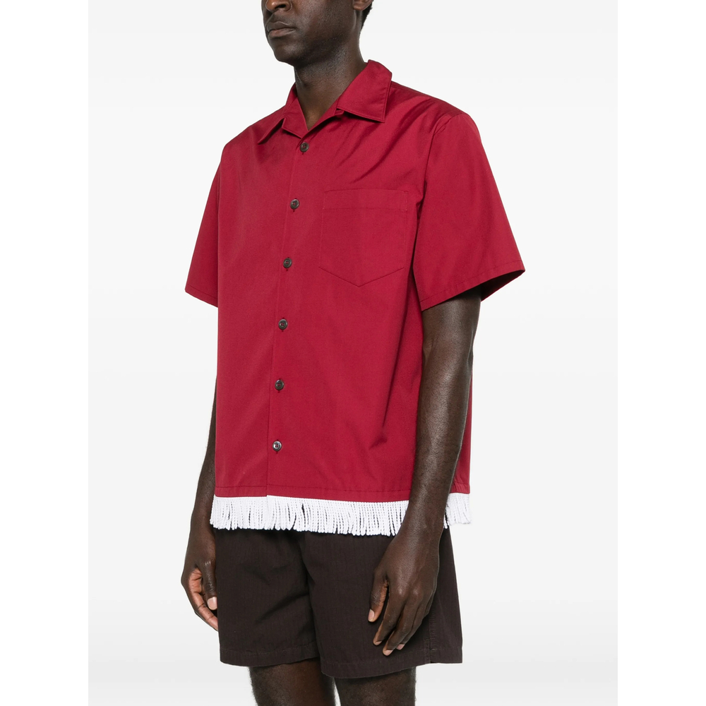 Cotton Blend Fringed Bowling Shirt