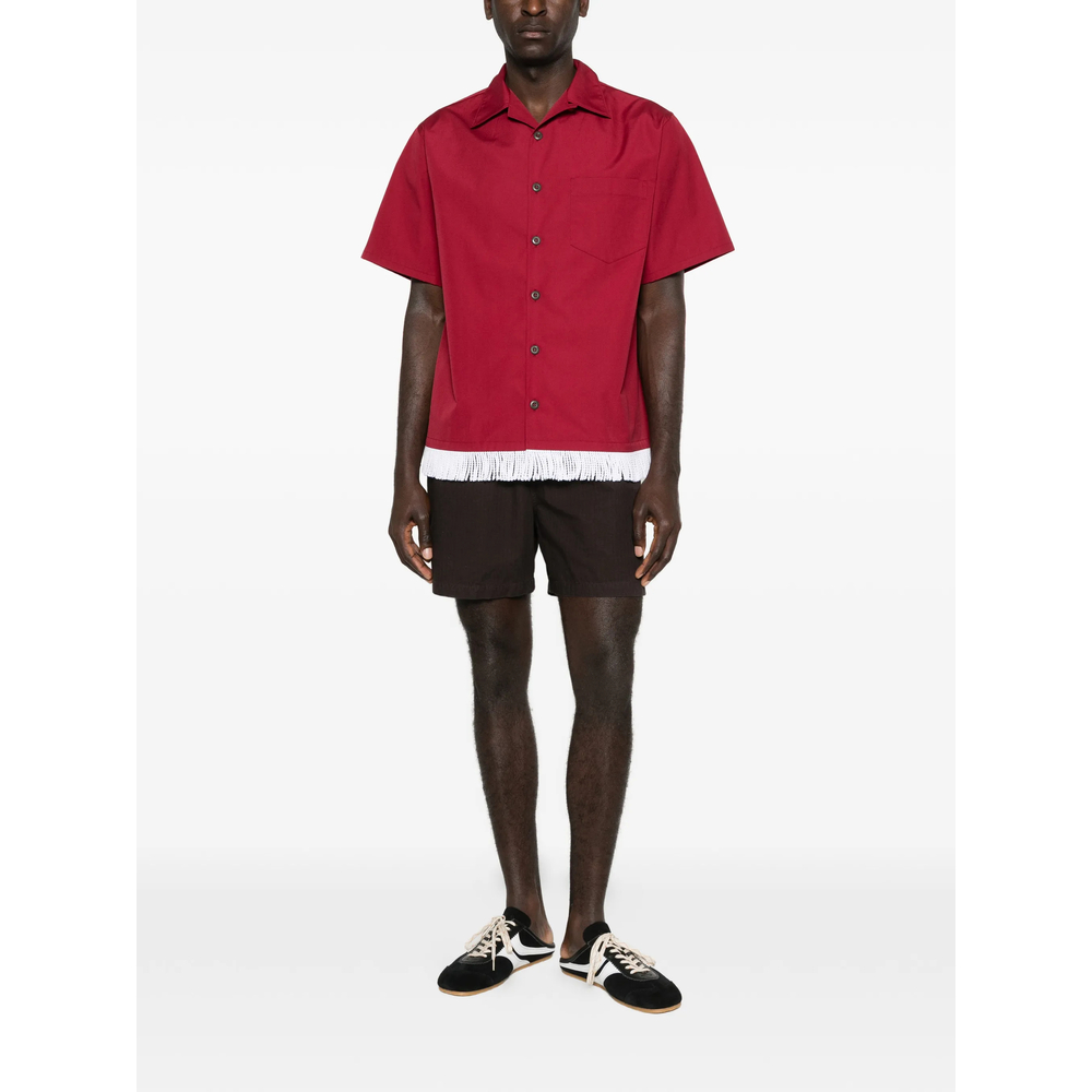Cotton Blend Fringed Bowling Shirt