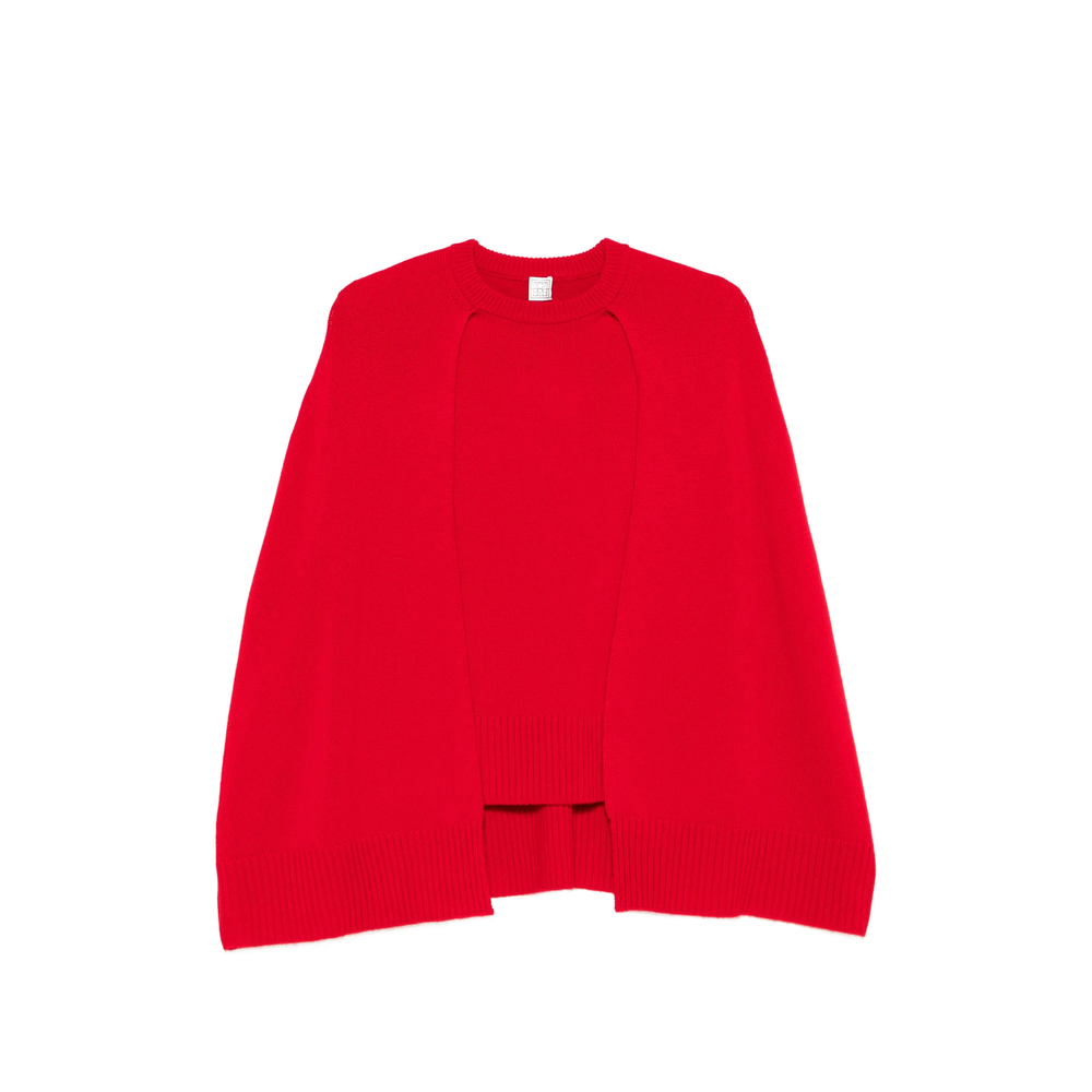 Totême Cape-detail Round-neck Sweater In Red