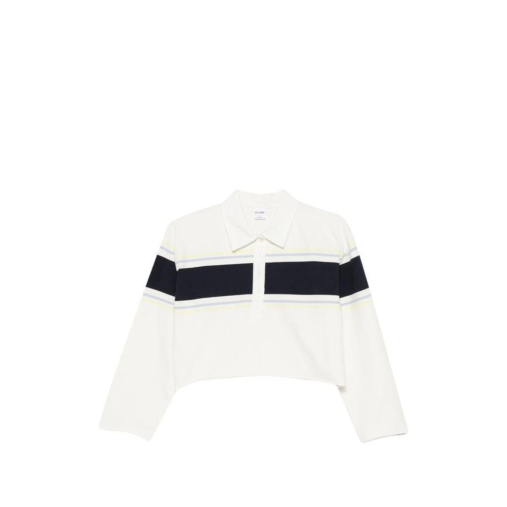 Re/Done Stripe-Detail Polo Top