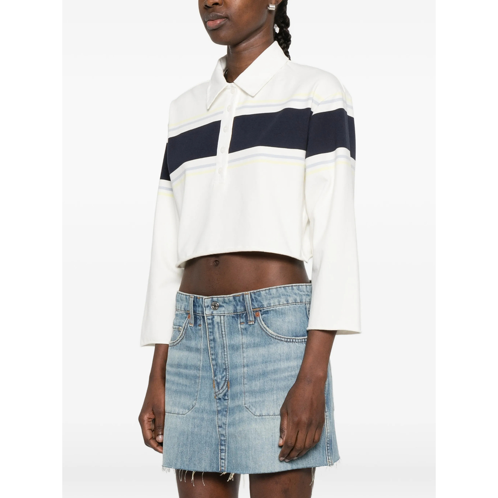 Re/Done Stripe-Detail Polo Top