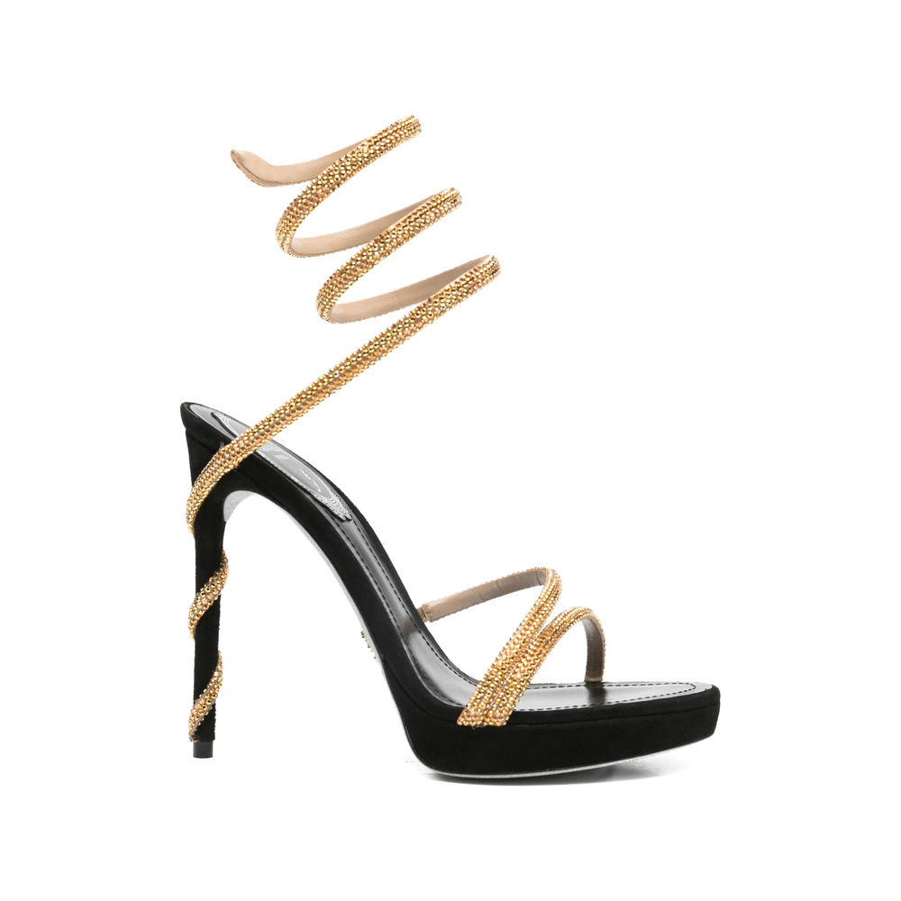 Caovilla Margot Spiral Embellished Sandals In Black