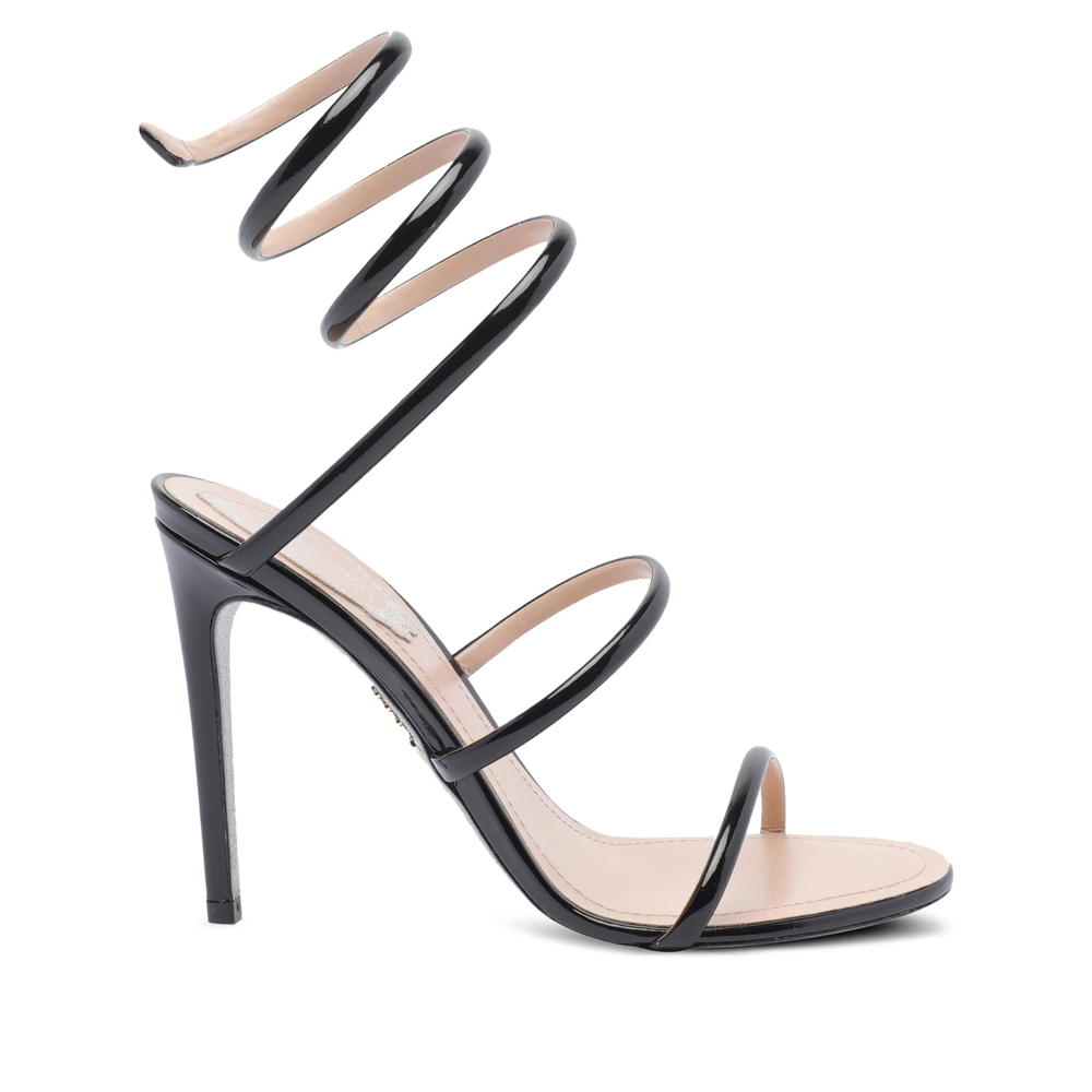 Caovilla Cleo Spiral-wrap Patent-leather Sandals In Black