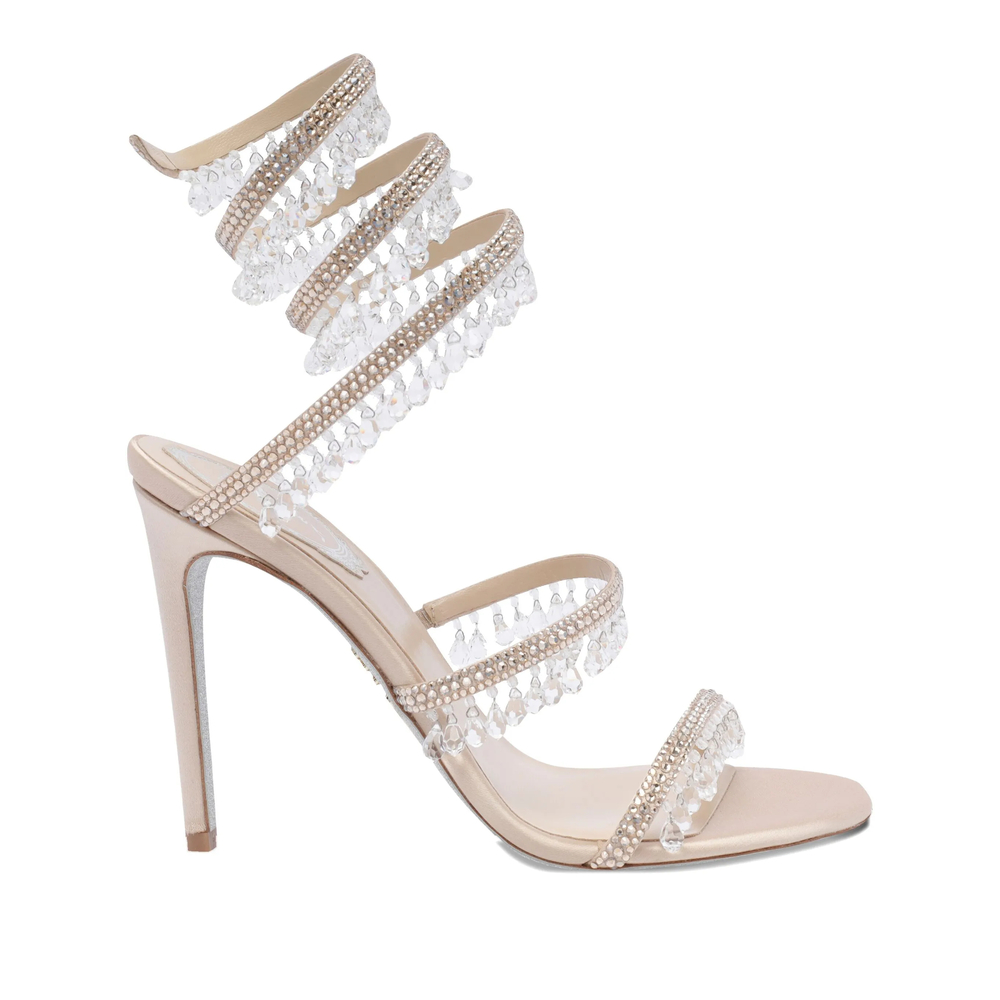 Caovilla 105mm Crystal-embellished Sandals In Neutral