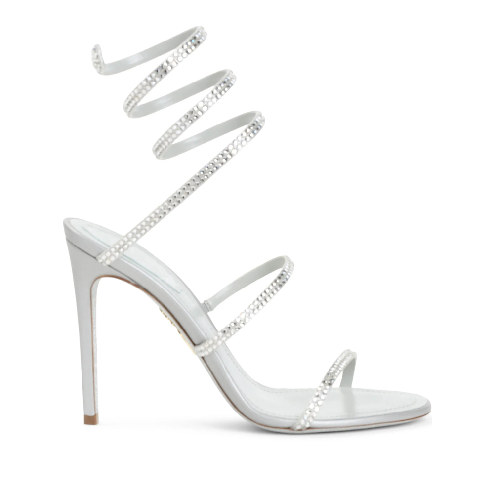 Caovilla 105mm Cleo Satin Sandals In Silver