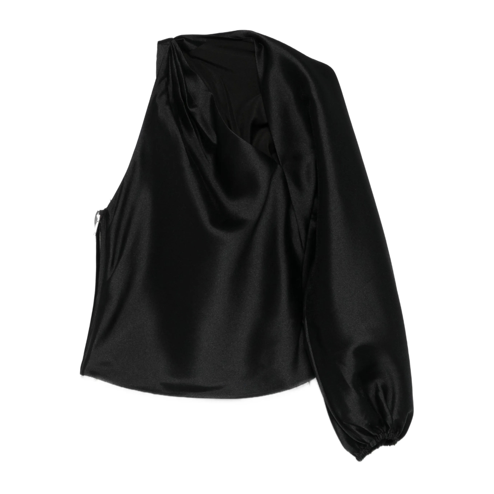 Taffeta Draped Sleeve Top