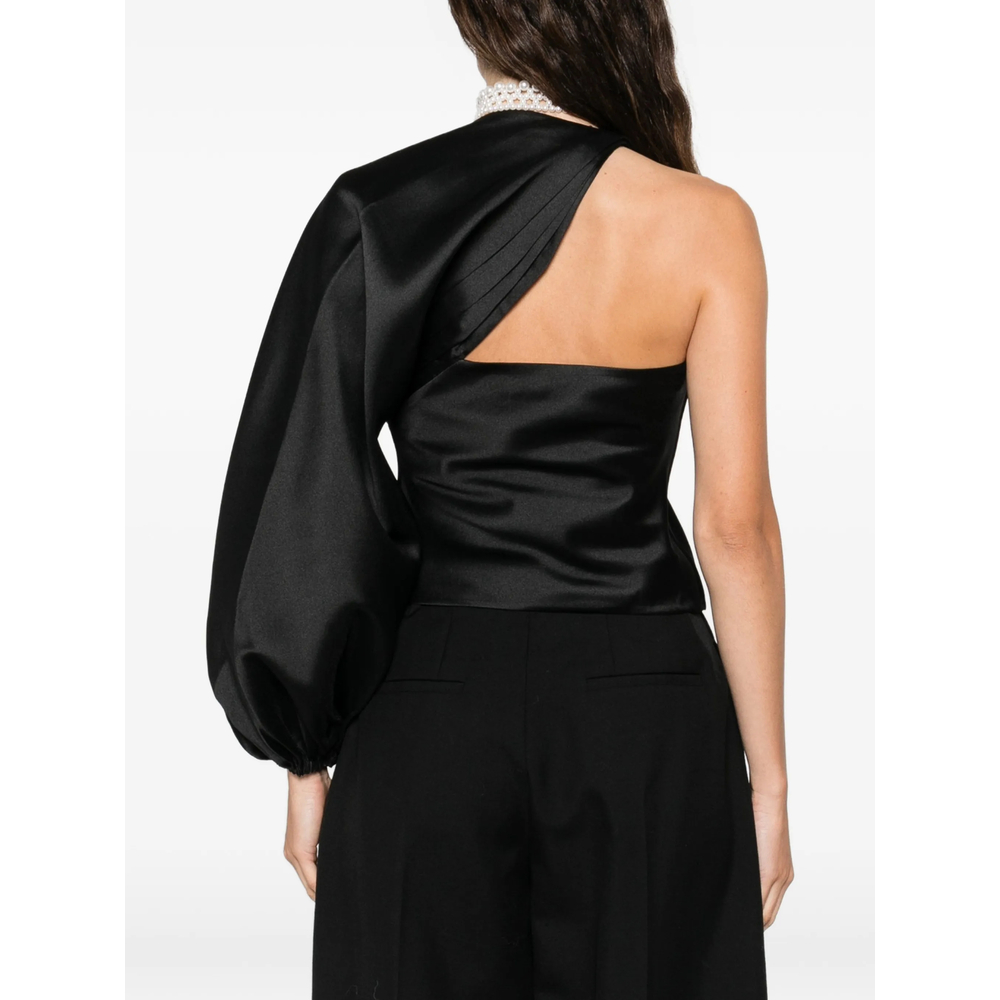 Taffeta Draped Sleeve Top