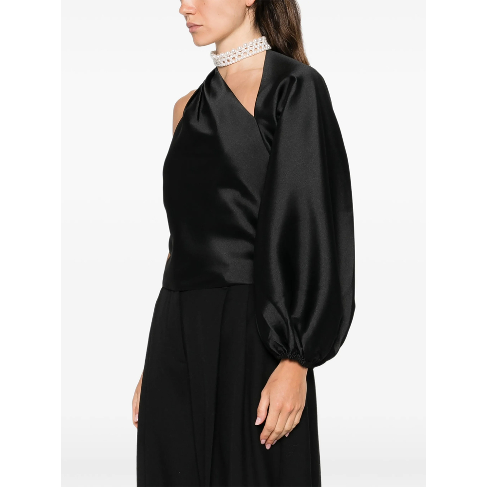 Taffeta Draped Sleeve Top