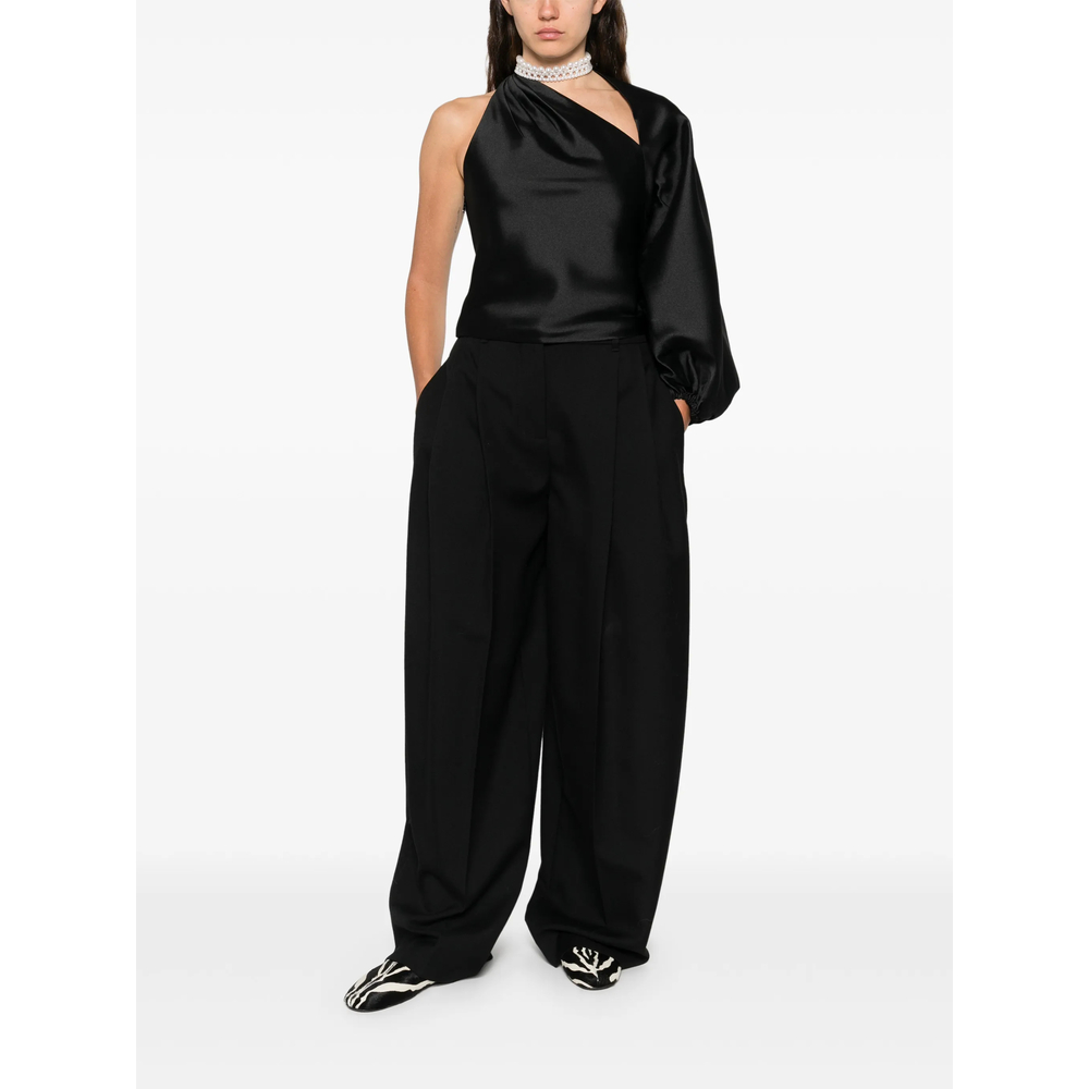 Taffeta Draped Sleeve Top
