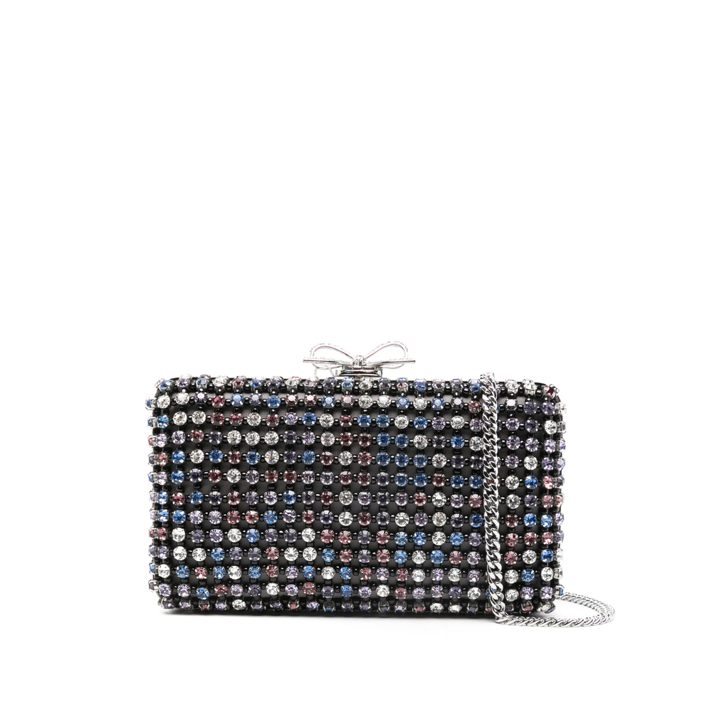 Self-portrait — Self-portrait Chainmail Crystal-embellished Mini Clutch Bag