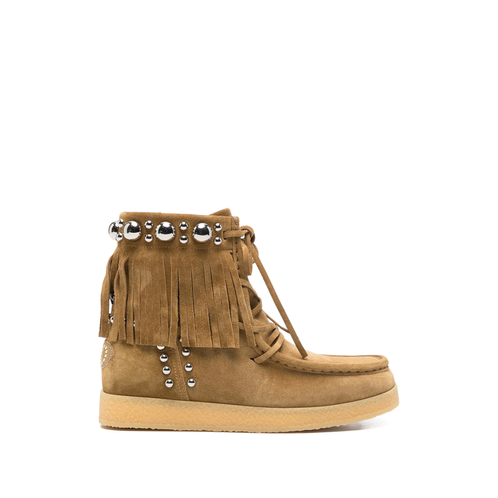 Garavani Fringed-Upper Studded Ankle Boots
