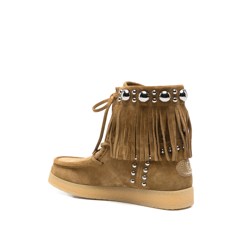 Garavani Fringed-Upper Studded Ankle Boots