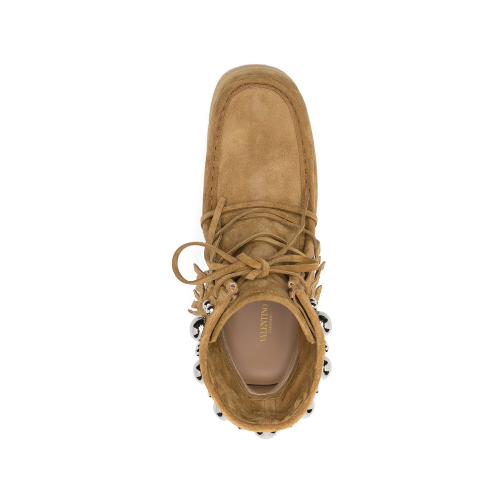 Garavani Fringed-Upper Studded Ankle Boots