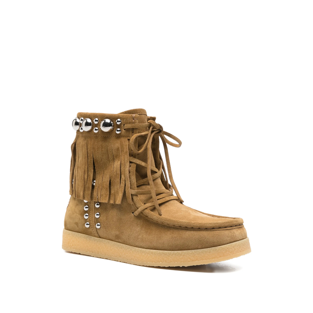 Garavani Fringed-Upper Studded Ankle Boots