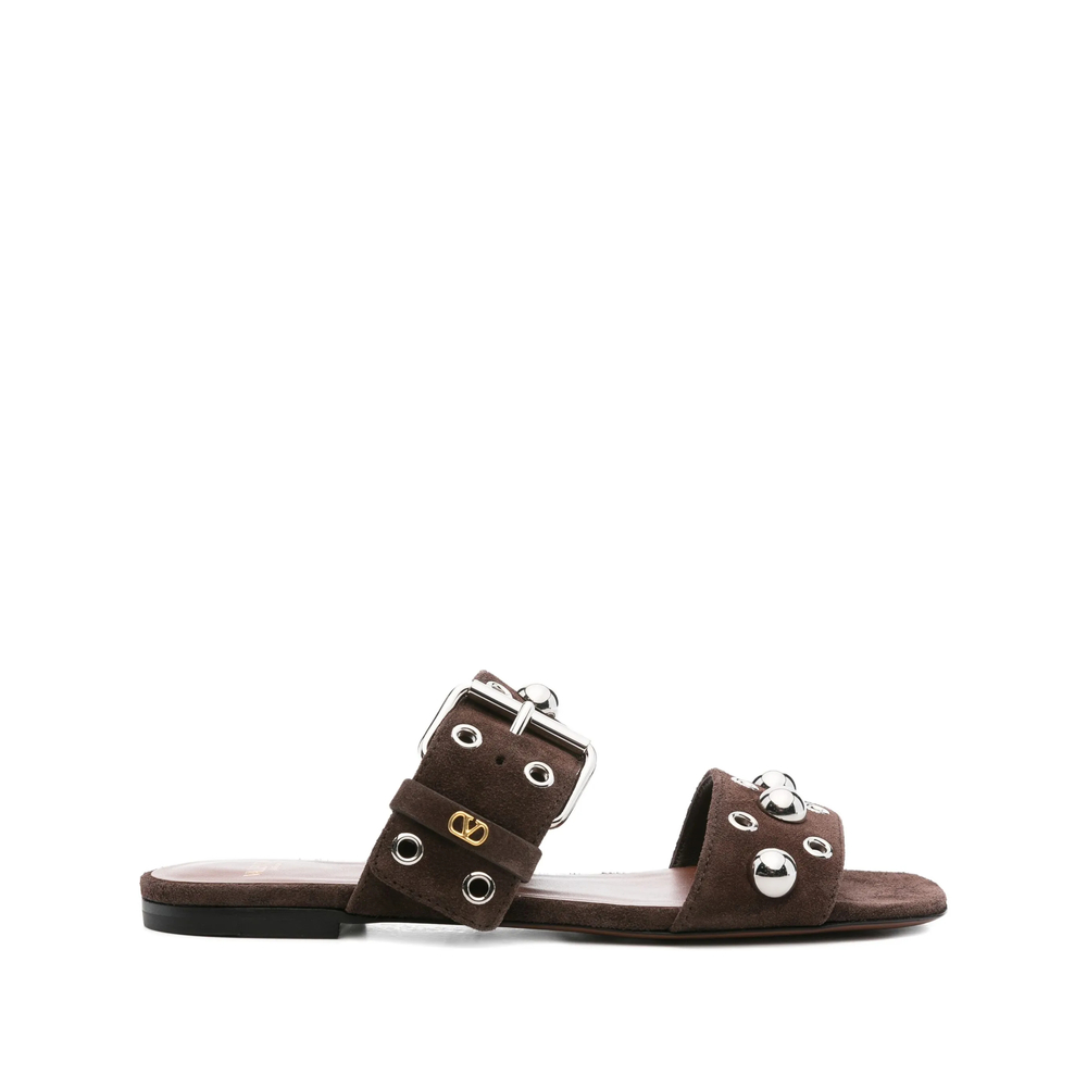 Garavani Nellcôte Crust Leather Slide Sandals