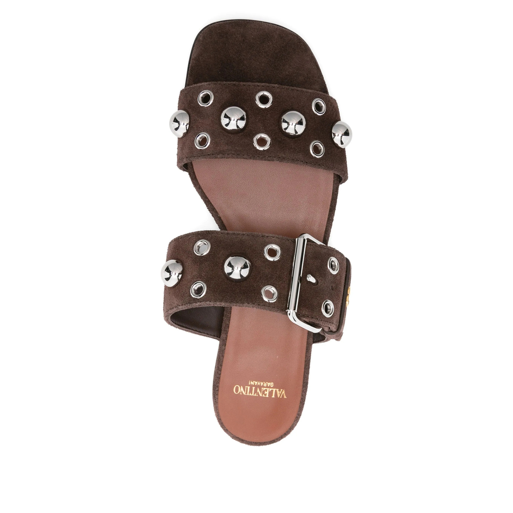 Garavani Nellcôte Crust Leather Slide Sandals