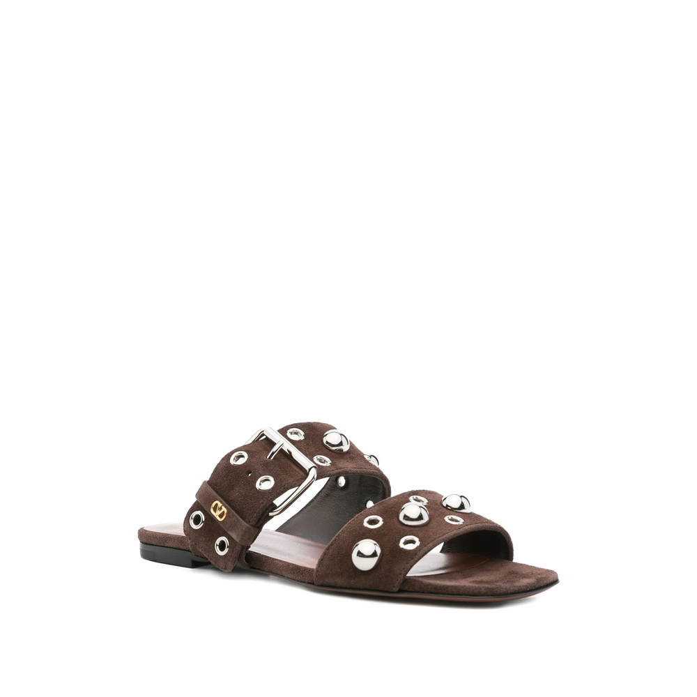 Garavani Nellcôte Crust Leather Slide Sandals