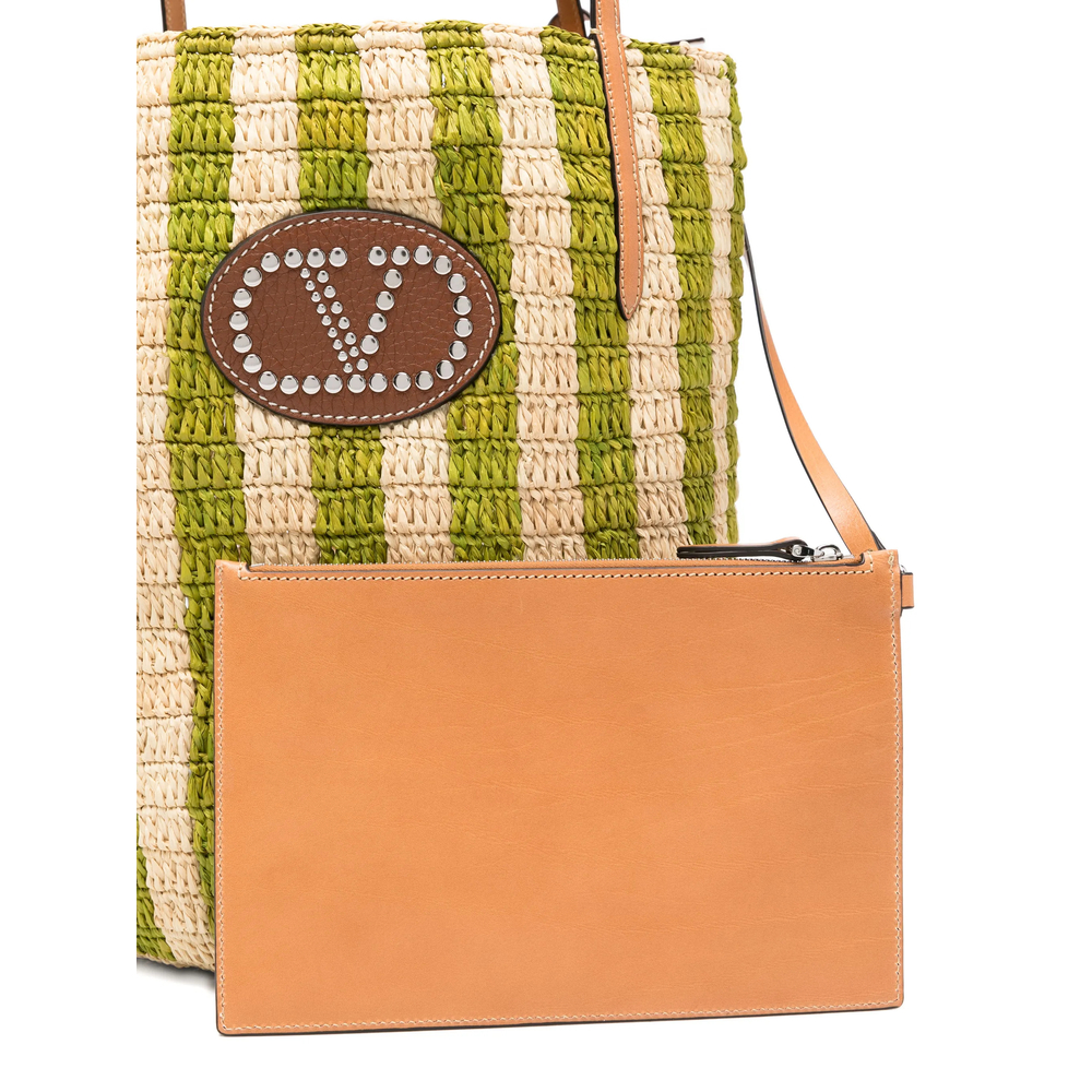 Garavani Striped Raffia Shopping Bag