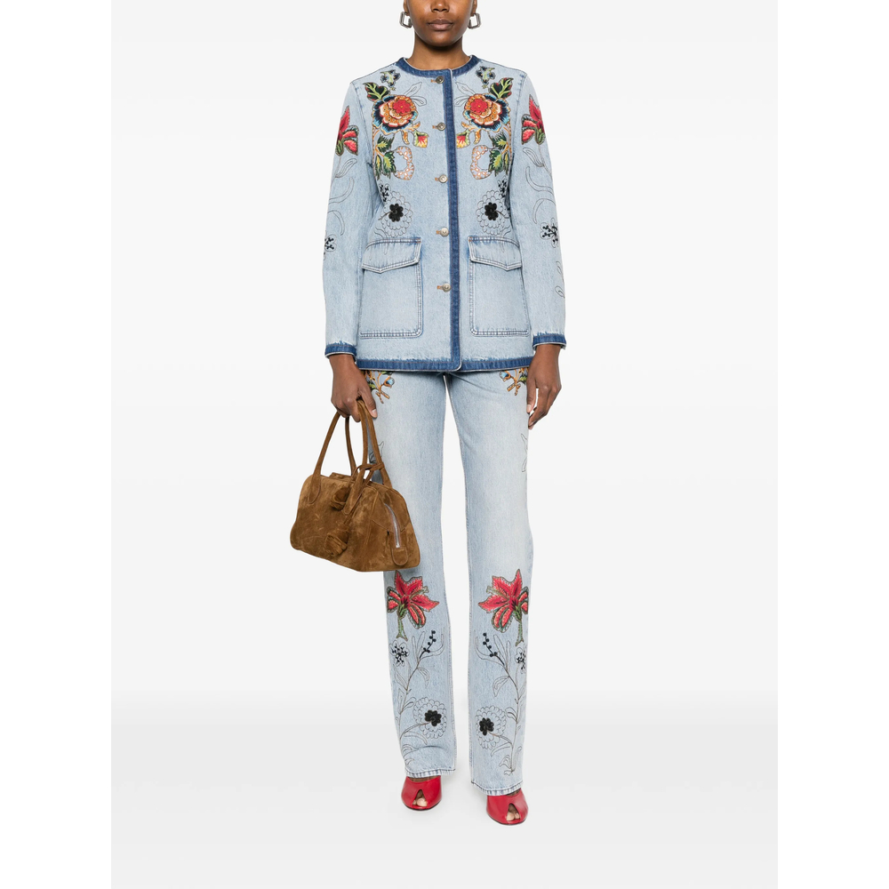 Floral-Embroidery Jeans