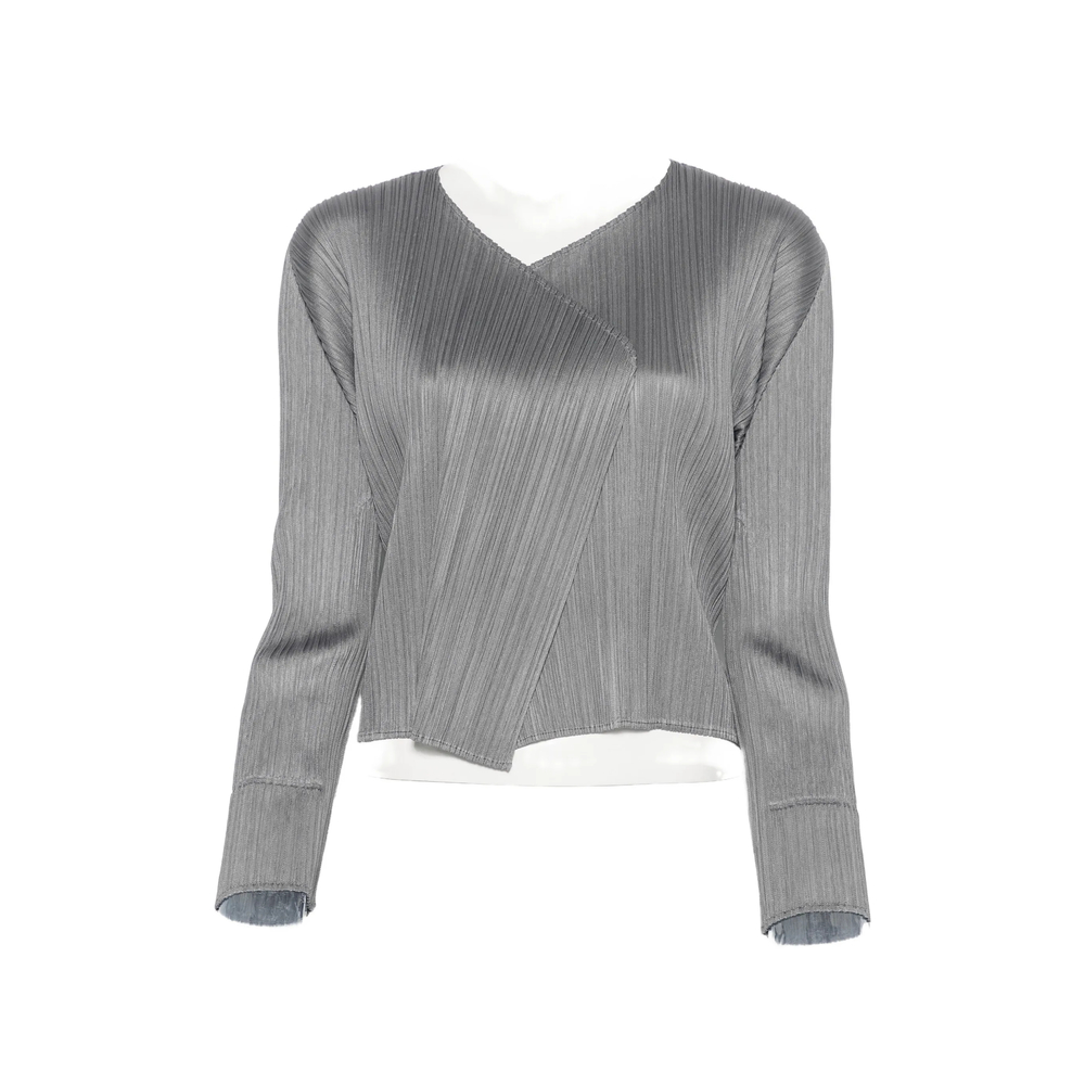Pleats Please Pleated Long-sleeve Jacket In Gray