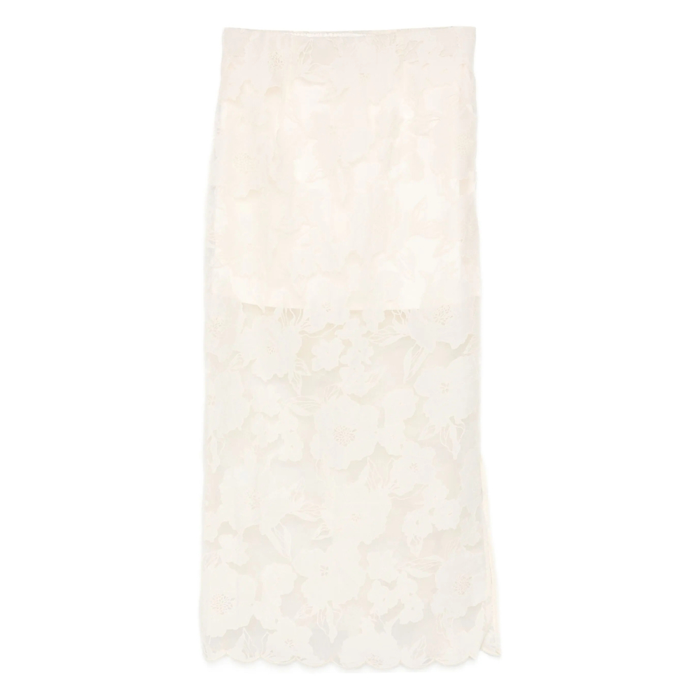 Malina Floral Scalloped Skirt In Neutral