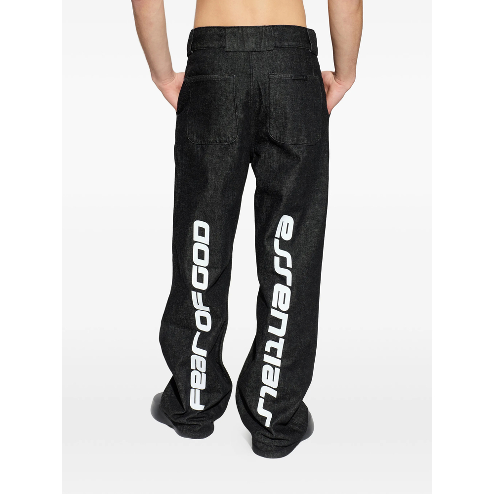 Essentials Logo-Print Straight-Leg Jeans