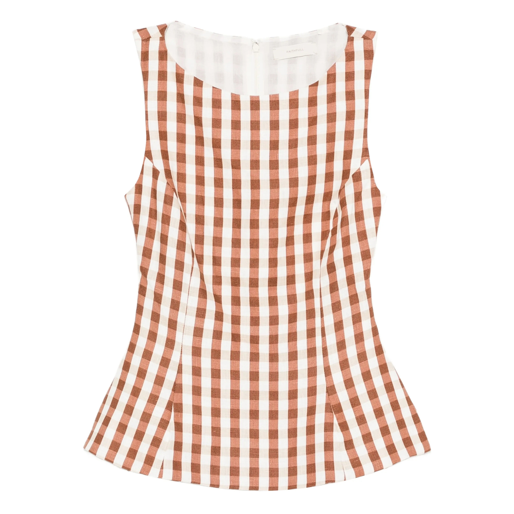 Faithfull The Brand Gingham Peplum Blouse