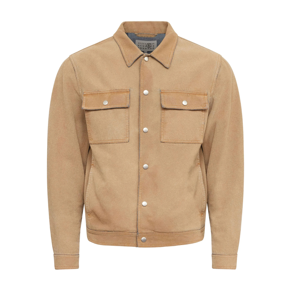 Mm6 Maison Margiela Suede Effect Denim Jacket