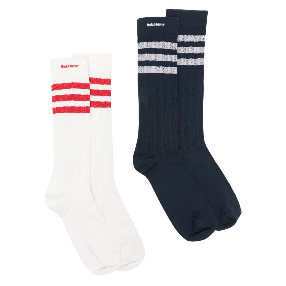 Adidas By Wales Bonner X Wales Bonner Striped Logo Socks (pack Of Two)