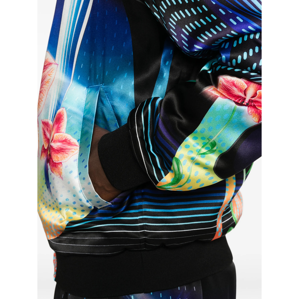 Orchid Racer Printed Silk Bomber Jacket
