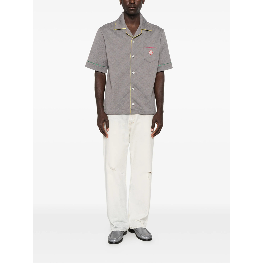 Monogram-Jacquard Contrast-Trim Shirt