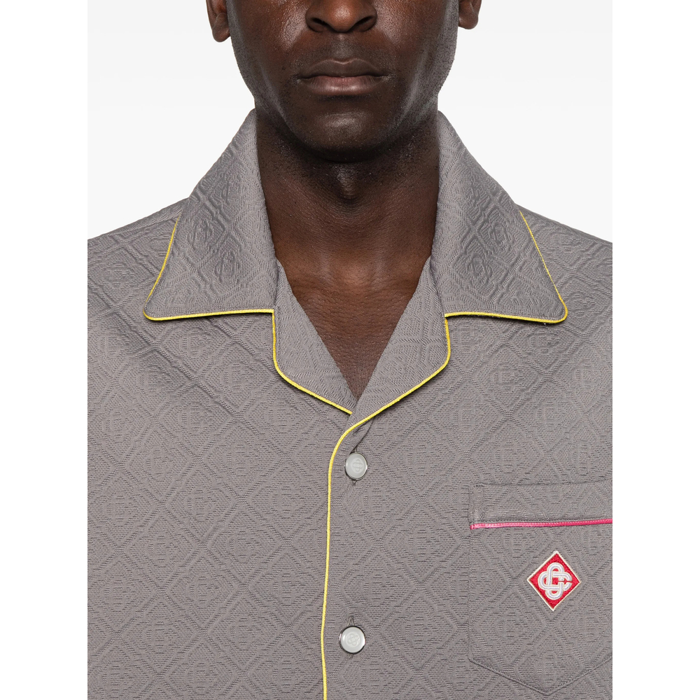 Monogram-Jacquard Contrast-Trim Shirt