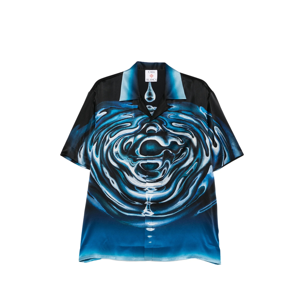 Casablanca Ripple Cuban Collar Shirt