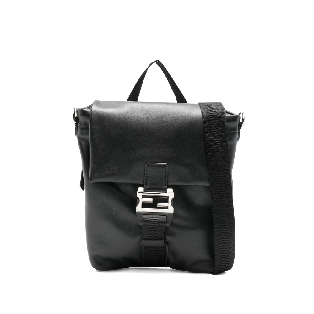 Fendi Flux FF Buckle Leather Shoulder Bag