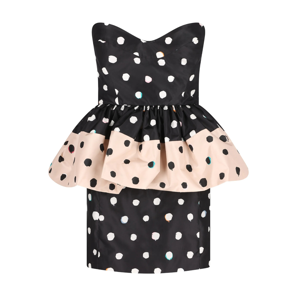 Fendi Falena Dots Peplum Mini Dress