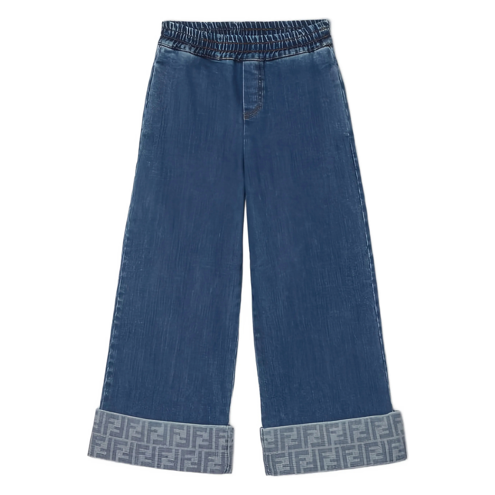 Fendi Logo-pattern Wide-leg Jeans