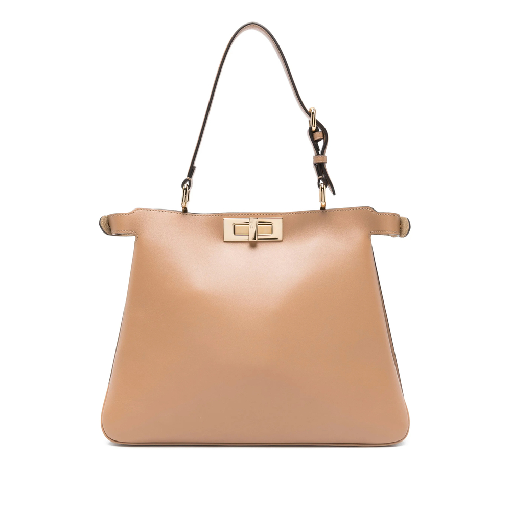 Fendi Turnlock Handle Tote Bag In Neutral