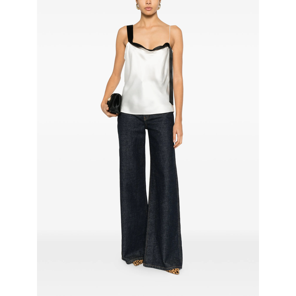 Silk Satin Camisole With Tuxedo Band