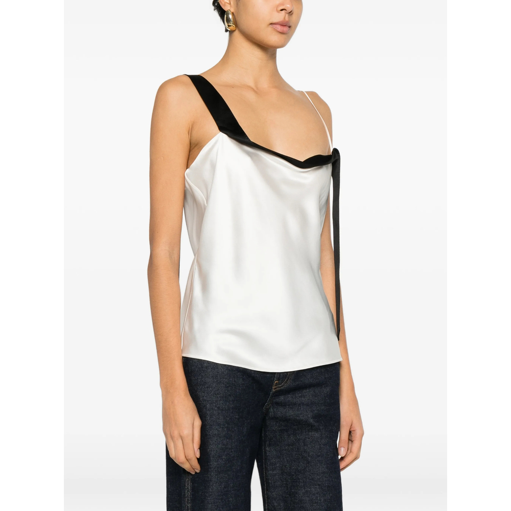 Silk Satin Camisole With Tuxedo Band