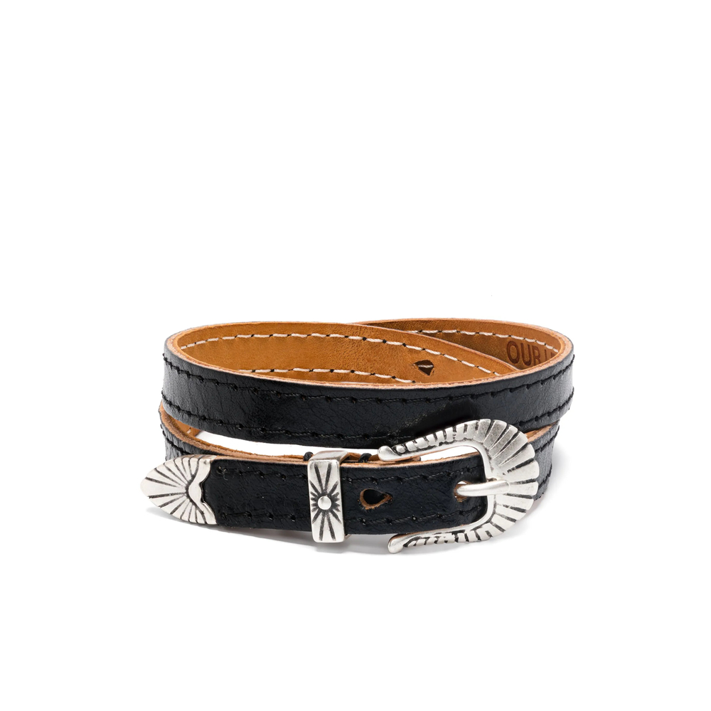 Our Legacy Deep Black Leather Bracelet