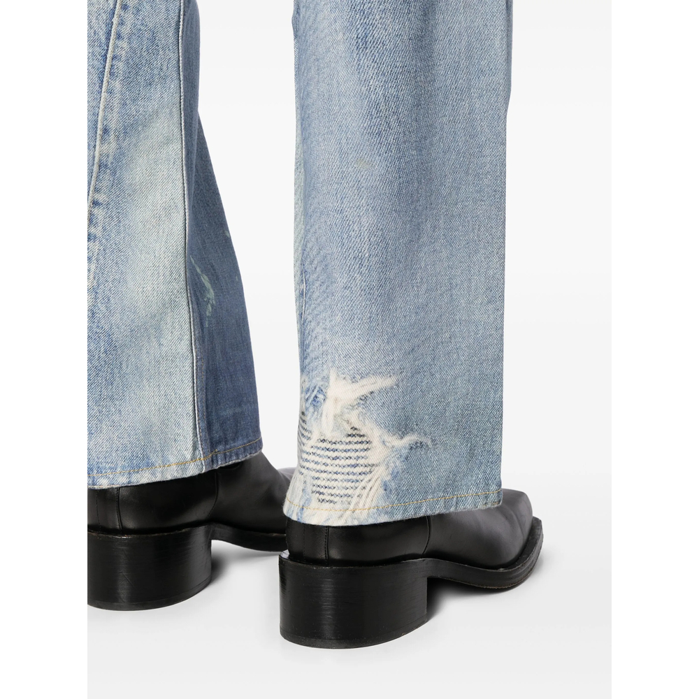 Third Cut Distressed-Effect Denim-Print Jeans