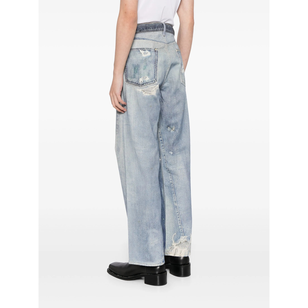 Third Cut Distressed-Effect Denim-Print Jeans
