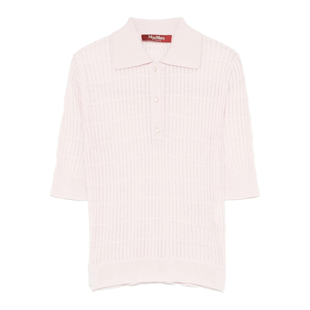 Max Mara Studio Ribbed-knit Polo Shirt