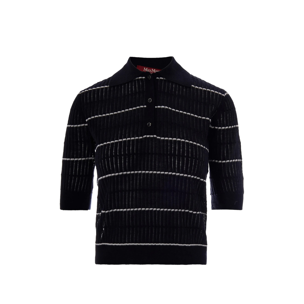 Max Mara Studio Striped Ribbed Polo Shirt